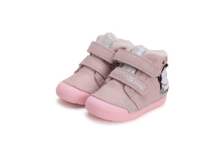 DDstep 066 - zimné kožené topánky - pink