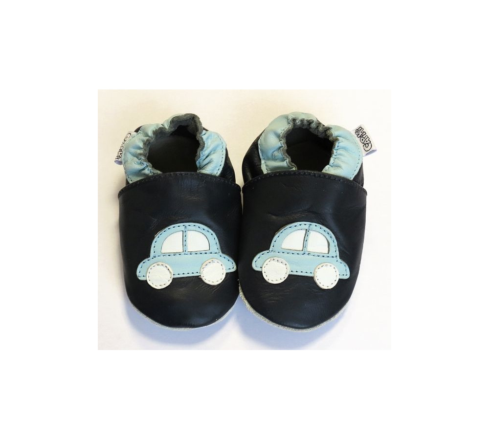 Capiki - Kožené capačky - autíčko