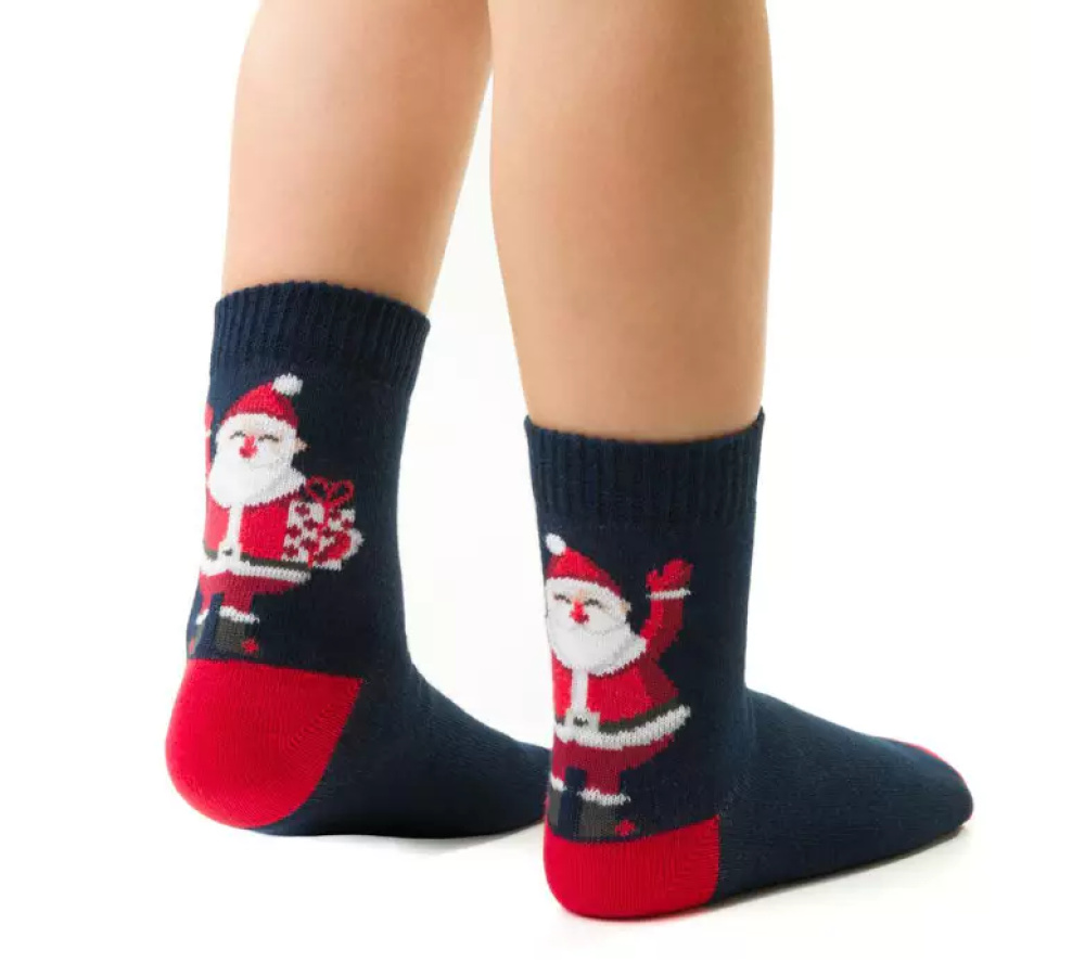 Vianočné ponožky so Santa Clausom art. 014 JL037 námornícka modrá