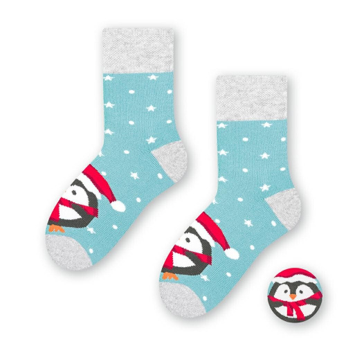 Froté vianočné ponožky s tučniakom art. 096 HO031 modré