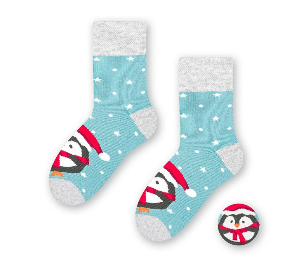 Froté vianočné ponožky s tučniakom art. 096 HO031 modré