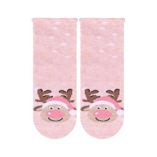 Detské vianočné ponožky so sobom - lososové