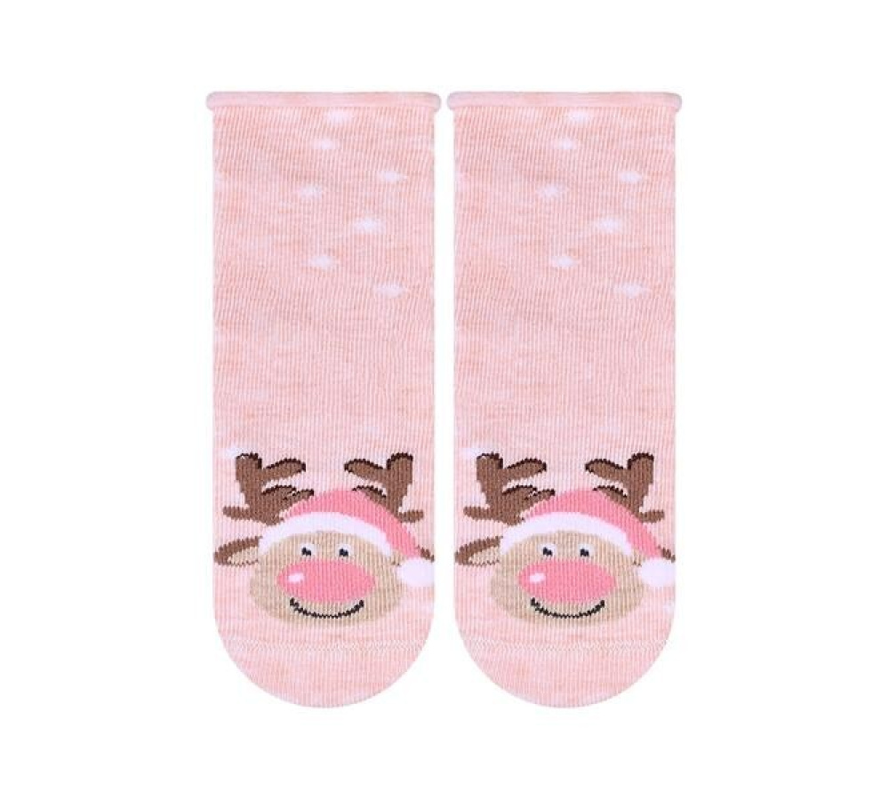 Detské vianočné ponožky so sobom - lososové