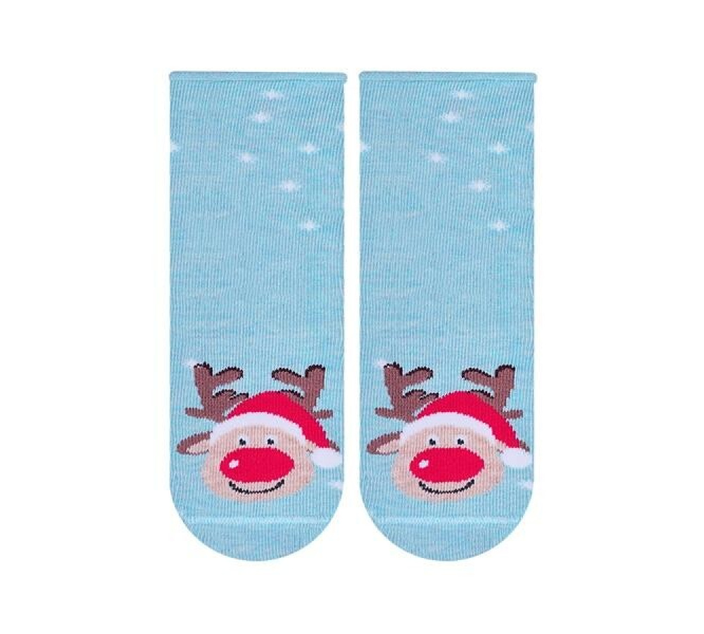 Detské vianočné ponožky so sobom - svetlomodré