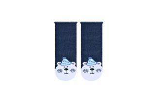 Detské vianočné ponožky s medvedíkom - tmavomodré