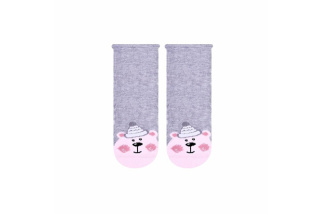 Detské vianočné ponožky s medvedíkom - sivé