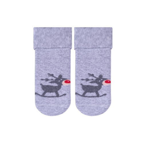 Detské vianočné ponožky so sobom - svetlošedé