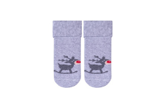 Detské vianočné ponožky so sobom - svetlošedé