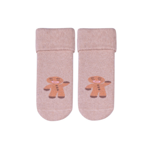 Detské vianočné ponožky s perníčkom - béžové