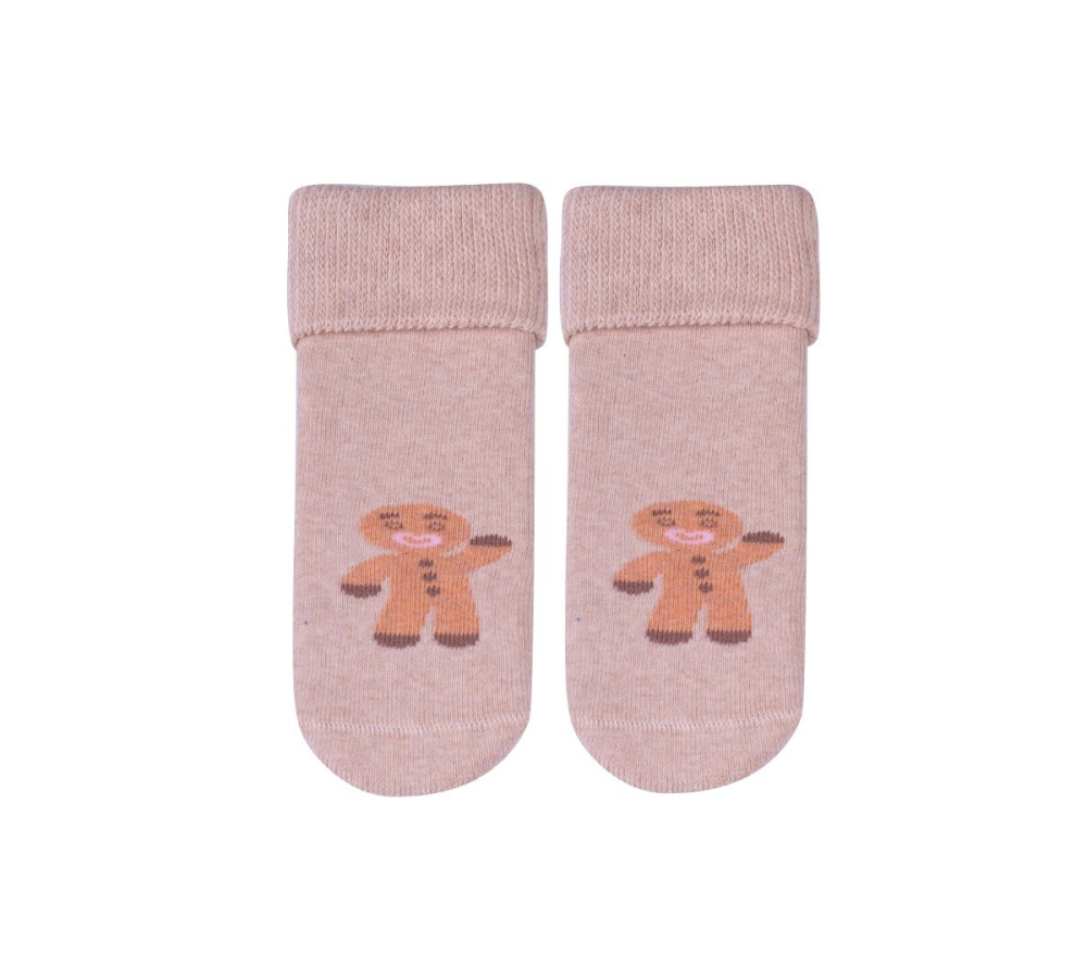 Detské vianočné ponožky s perníčkom - béžové