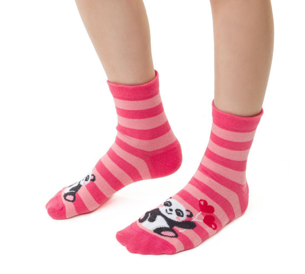 Dievčenské ponožky s pandou - ružové