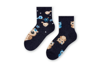 Bavlnené ponožky so sovami - tmavomodré