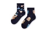 Bavlnené ponožky so sovami - tmavomodré