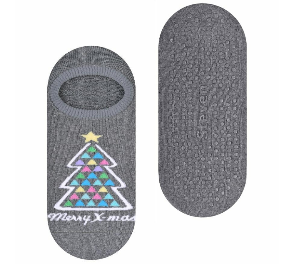 Detské vianočné protišmykové ponožky so stromčekom - sivé