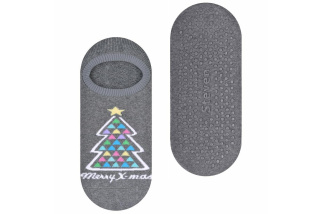 Detské vianočné protišmykové ponožky so stromčekom - sivé