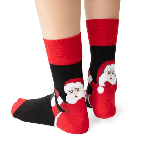 Vianočné ponožky so Santa Clausom pre mužov - čierna