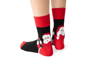 Vianočné ponožky so Santa Clausom pre mužov - čierna