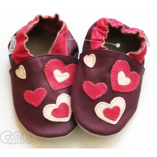 Capiki - kožené capačky - srdiečka