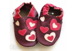 Capiki - kožené capačky - srdiečka