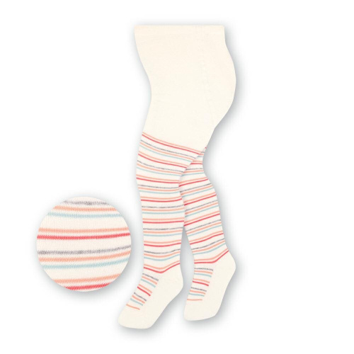 Dievčenské bavlnené pančuchy - biele s pásikmi