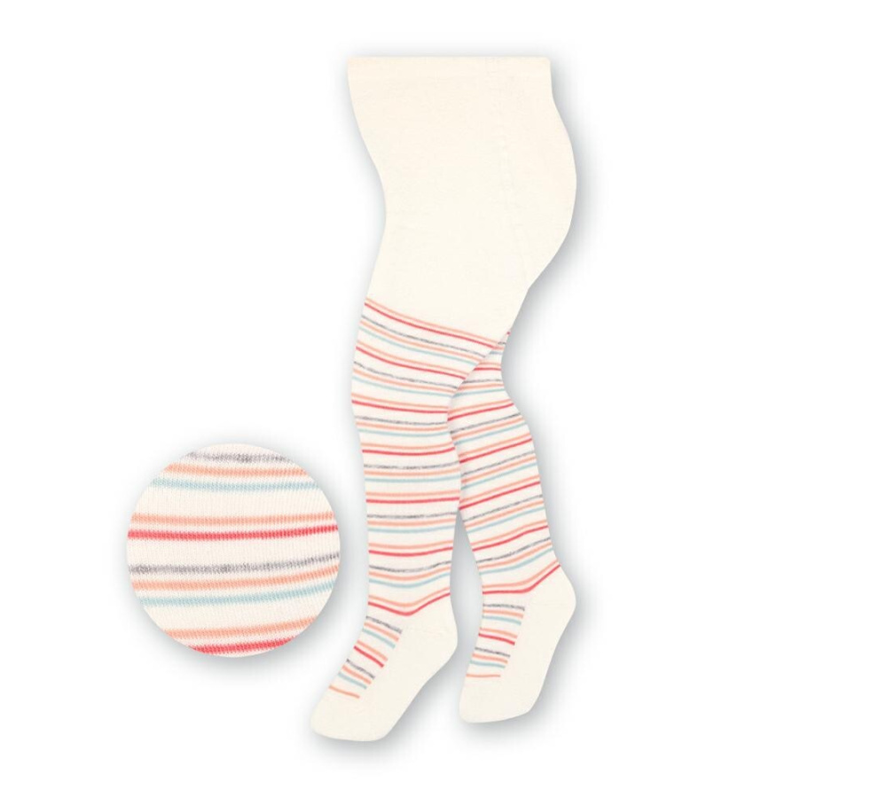 Dievčenské bavlnené pančuchy - biele s pásikmi
