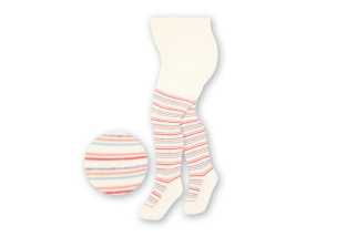 Dievčenské bavlnené pančuchy - biele s pásikmi
