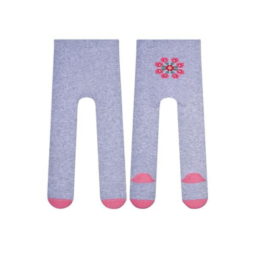 Dievčenské bavlnené pančuchy - sivé s kvietkom