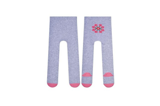 Dievčenské bavlnené pančuchy - sivé s kvietkom