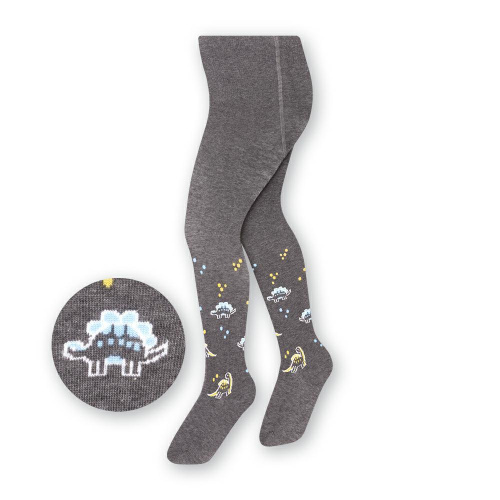 Bavlnené pančuchy pre deti - tmavomodrá dinosaurus