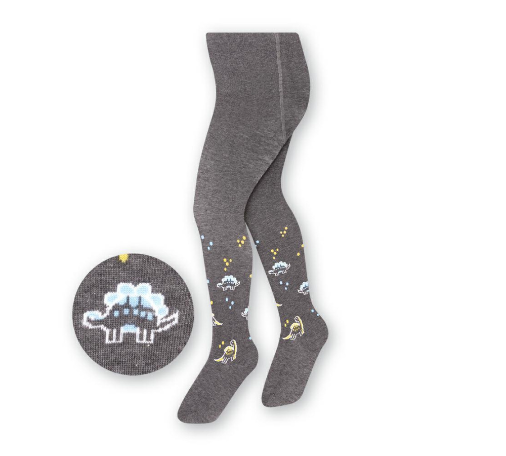 Bavlnené pančuchy pre deti - tmavomodrá dinosaurus