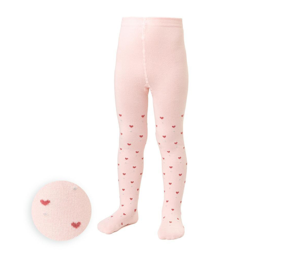 Bavlnené pančuchy pre deti - ružové so srdiečkami