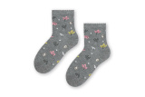 Bavlnené dievčenské ponožky s lístkami - sivé