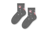 Bavlnené dievčenské ponožky s jednorožcom - sivé