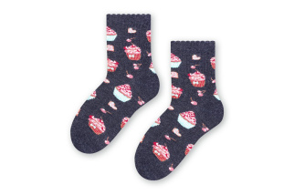 Bavlnené dievčenské ponožky s muffinom - sivé