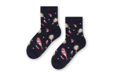 Bavlnené dievčenské ponožky s vtáčikmi - čierne