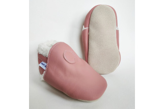 Kožené capačky Hopi Hop zateplené - ružové 