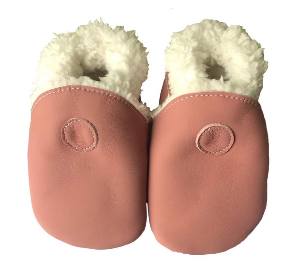 Kožené capačky Hopi Hop zateplené - ružové 