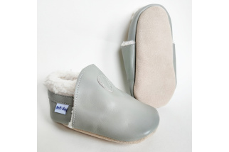 Kožené capačky Hopi Hop zateplené - šedé 