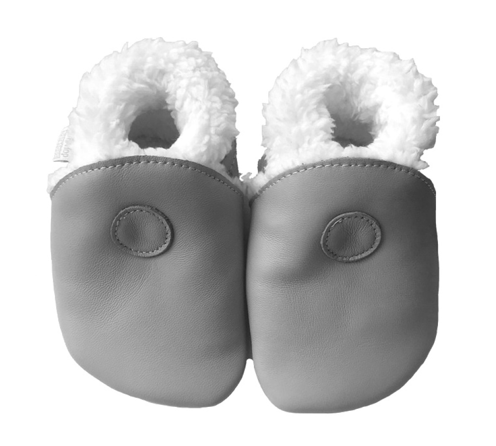 Kožené capačky Hopi Hop zateplené - šedé 