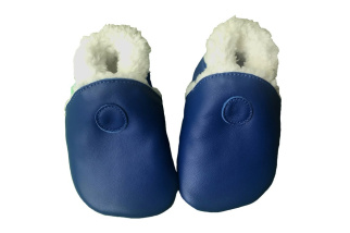 Kožené capačky Hopi Hop zateplené - modré