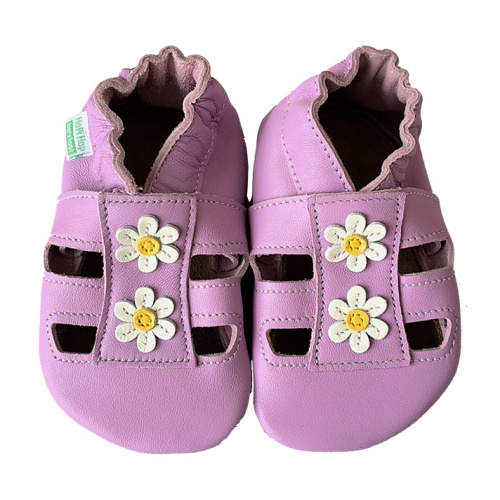 Kožené capačky Hopi Hop sedmokrásky - lila 