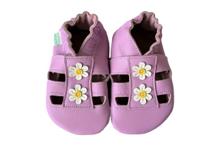 Kožené capačky Hopi Hop sedmokrásky - lila 