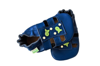 Kožené capačky Hopi Hop rybičky - modré 