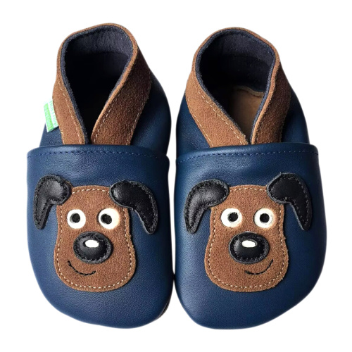 Kožené capačky Hopi Hop psíček - modré 