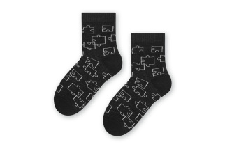Bavlnené ponožky puzzle - čierne