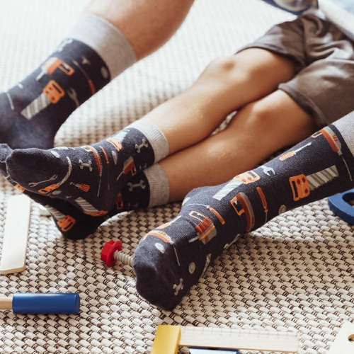 Bavlnené chlapčenské ponožky opravár - tmavomodré