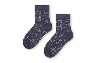 Bavlnené ponožky puzzle - tmavosivé