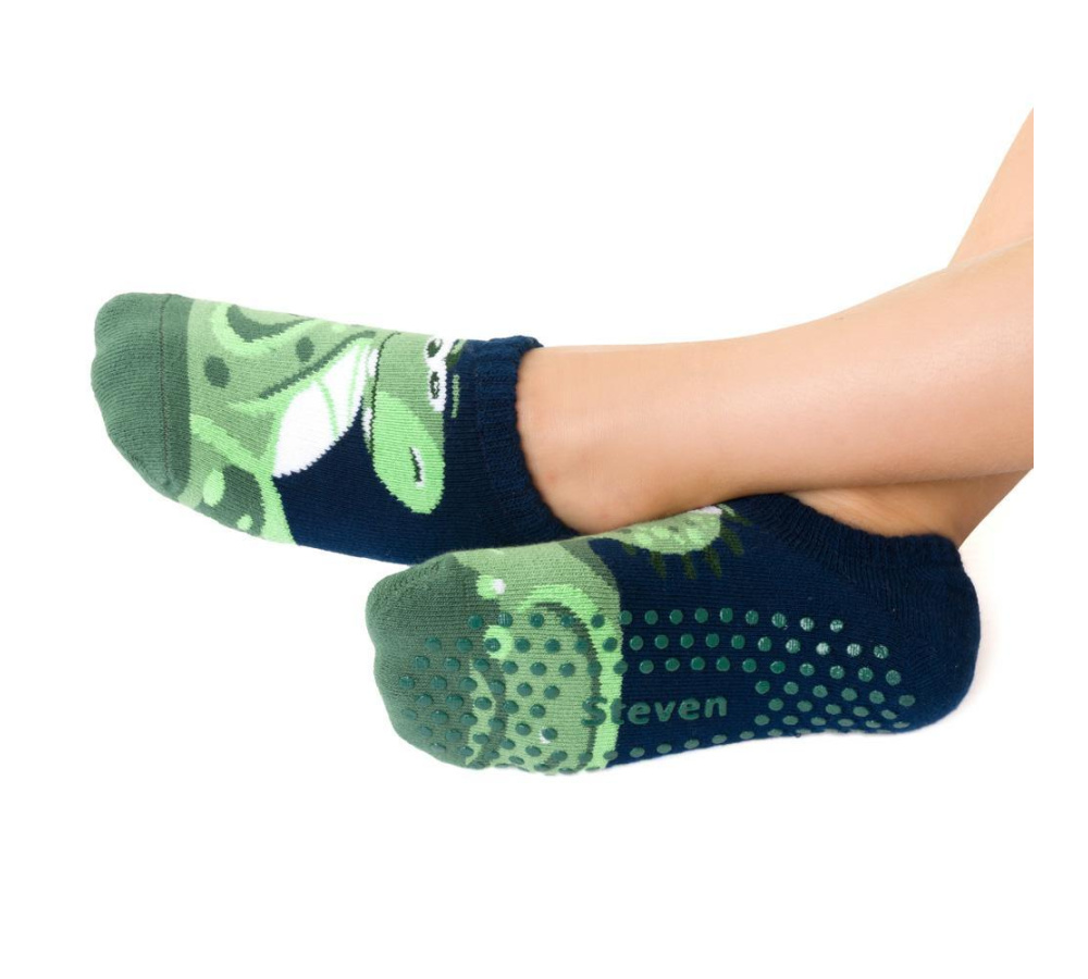 Protišmykové froté capačky s drakom - modré