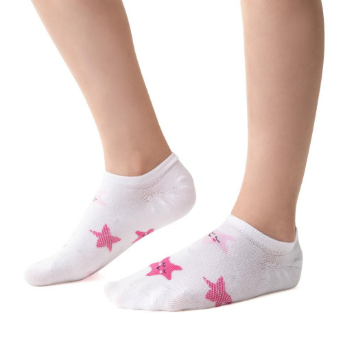 Bambusové dievčenské ponožky s hviezdičkami - biele