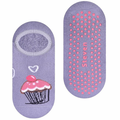 Protišmykové froté ponožky s muffinom - sivé